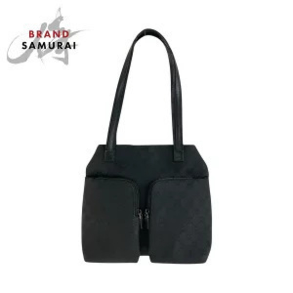 Gucci Black GG Canvas Leather Shoulder Bag Tote
